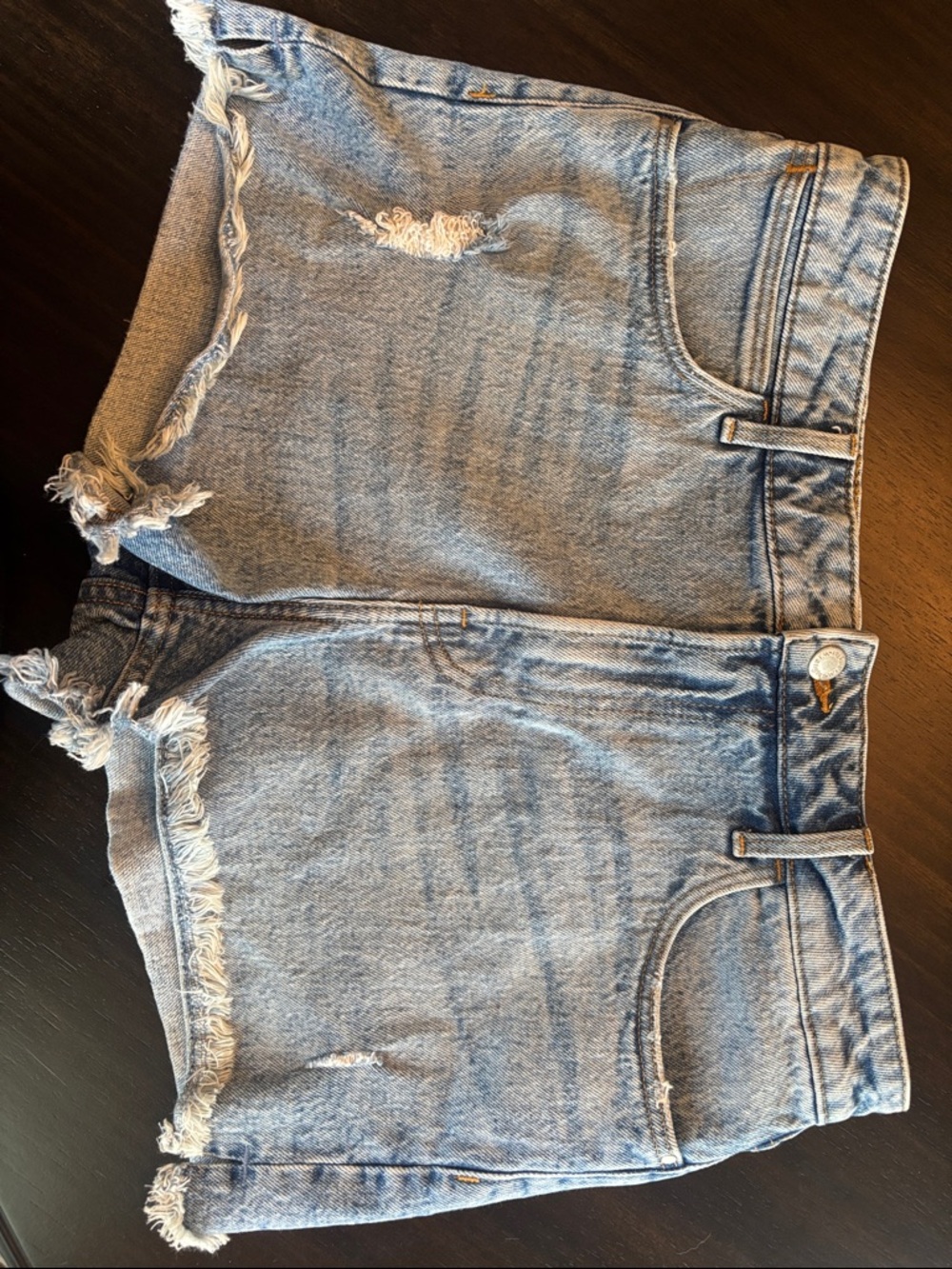 Wrangler faded blue high-rise denim shorts